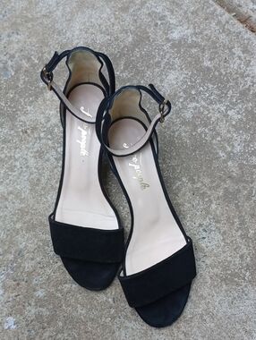 Free People Black Ankle-Strap Heeled Sandals